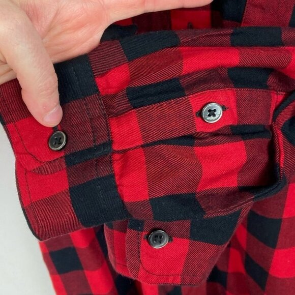 Madewell Tie Front Red Black Plaid Shirt Flannel Size XS Buffalo Check Cranberry - Picture 6 of 12